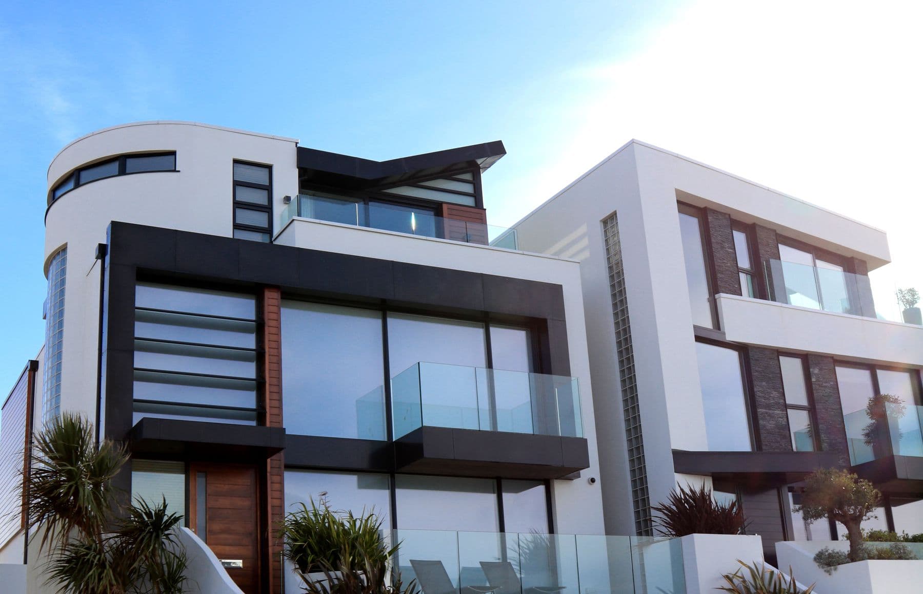 Contemporary villa massing with terraces and planting