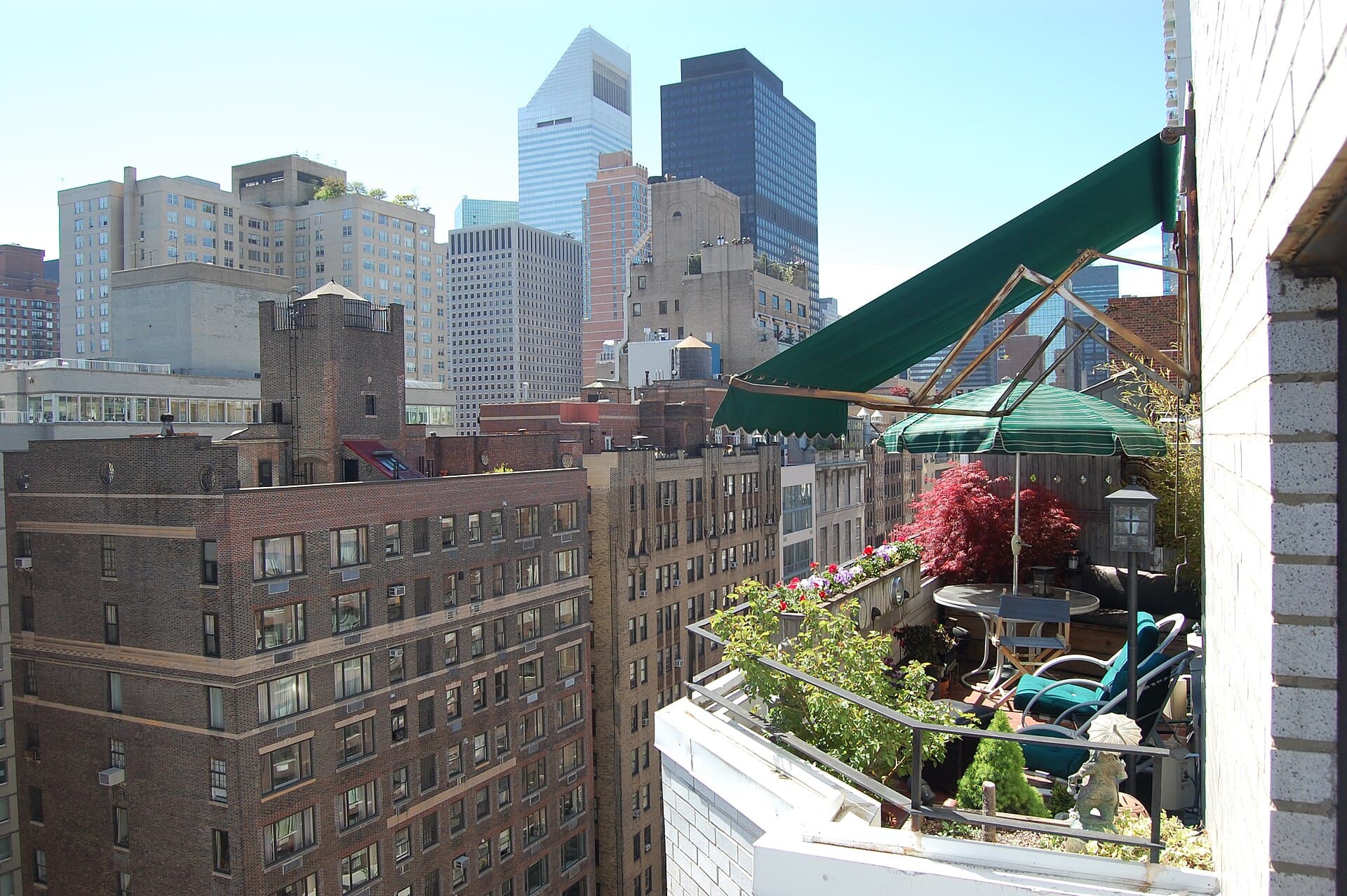 Apartment terrace garden above the city
