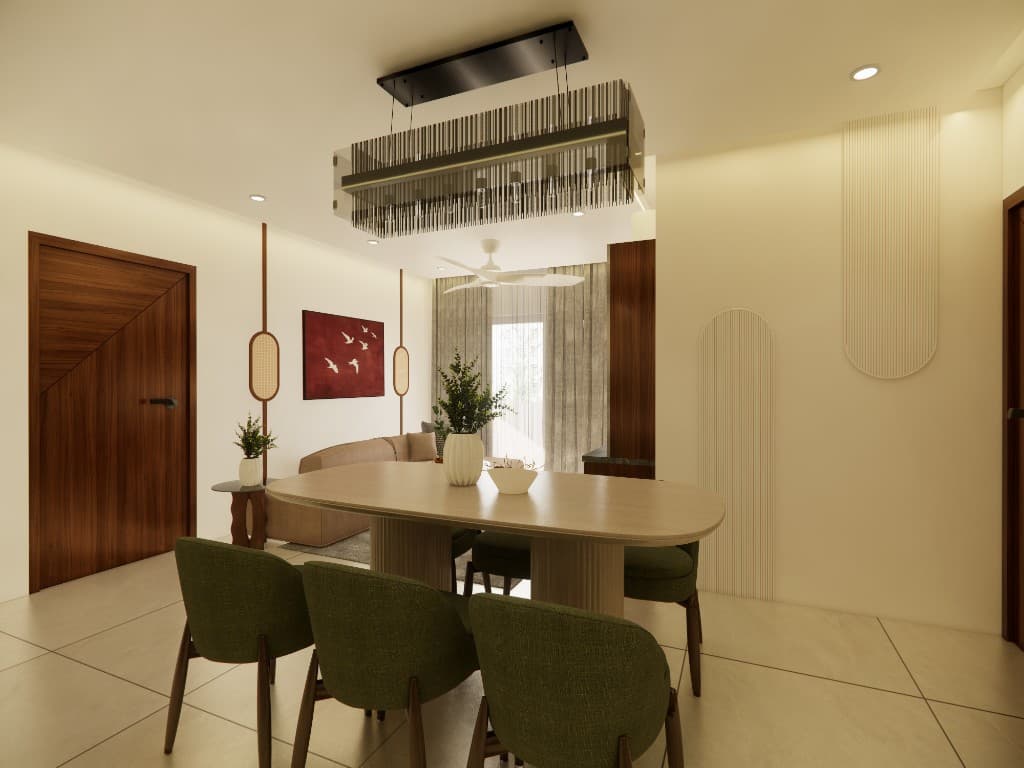 Skypark apartment interiors — living, kitchen, and bedrooms — still 4