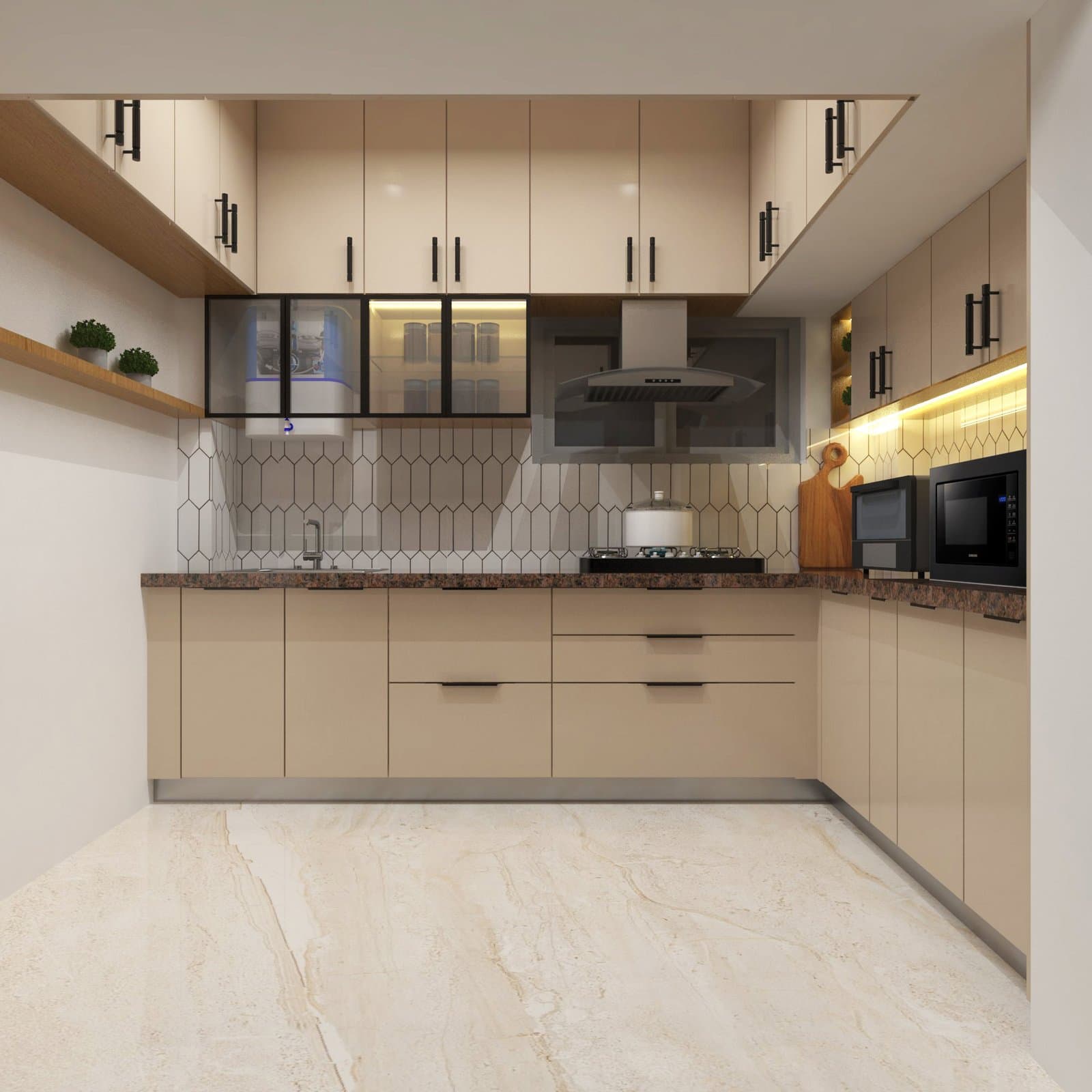 Kitchen interior render — Delhi project